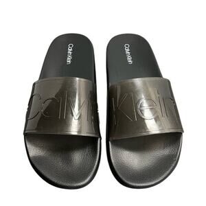 Calvin Klein Auster Black Slip-On Men Sandals Size 13M NWB